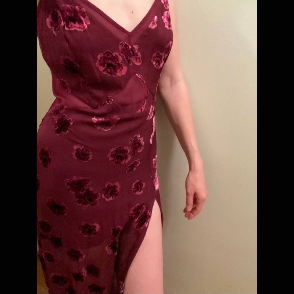 FOR LOVE & LEMONS-SOPHIE VELVET FLORAL MAXI DRESS